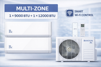 Thermopompe multizones 27000 BTU, 208/230V (BAM3H27F22X454) Comprend 1 unité intérieure de 9000 BTU et 1 unités intérieures 12000 BTU