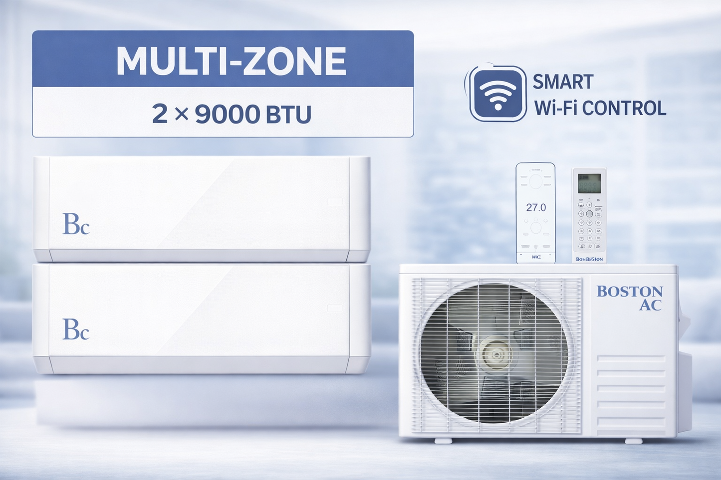 Thermopompe multizones 27000 BTU, 208/230V (BAM3H27F22X454) Comprend 2 unités intérieures de 9000 BTU