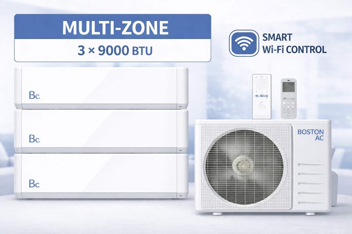 Thermopompe multizones 27000 BTU, 208/230V (BAM3H27F22X454) Comprend 3 unités intérieures de 9000 BTU